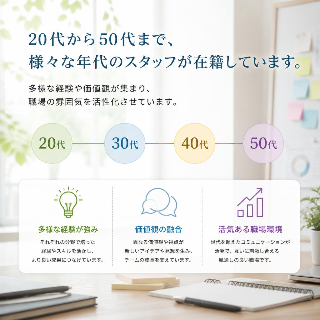 幅広い年代のスタッフが活躍
