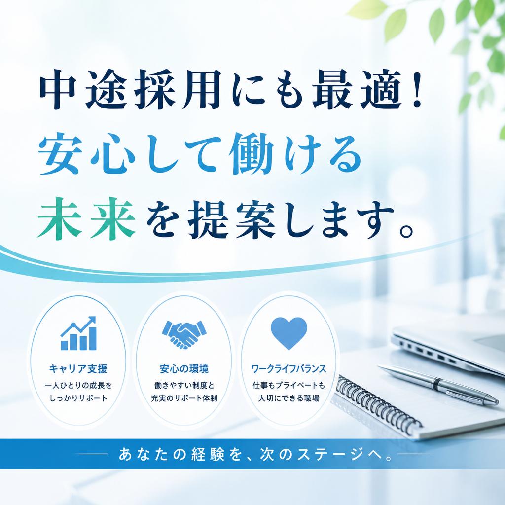 中途採用にも最適！安心して働ける未来を提案します。