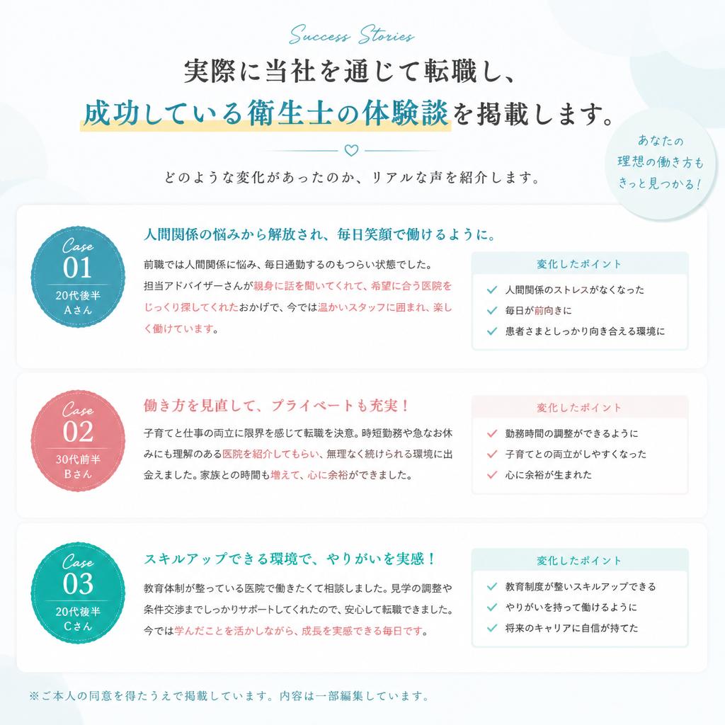 成功例：転職して活躍する衛生士の声