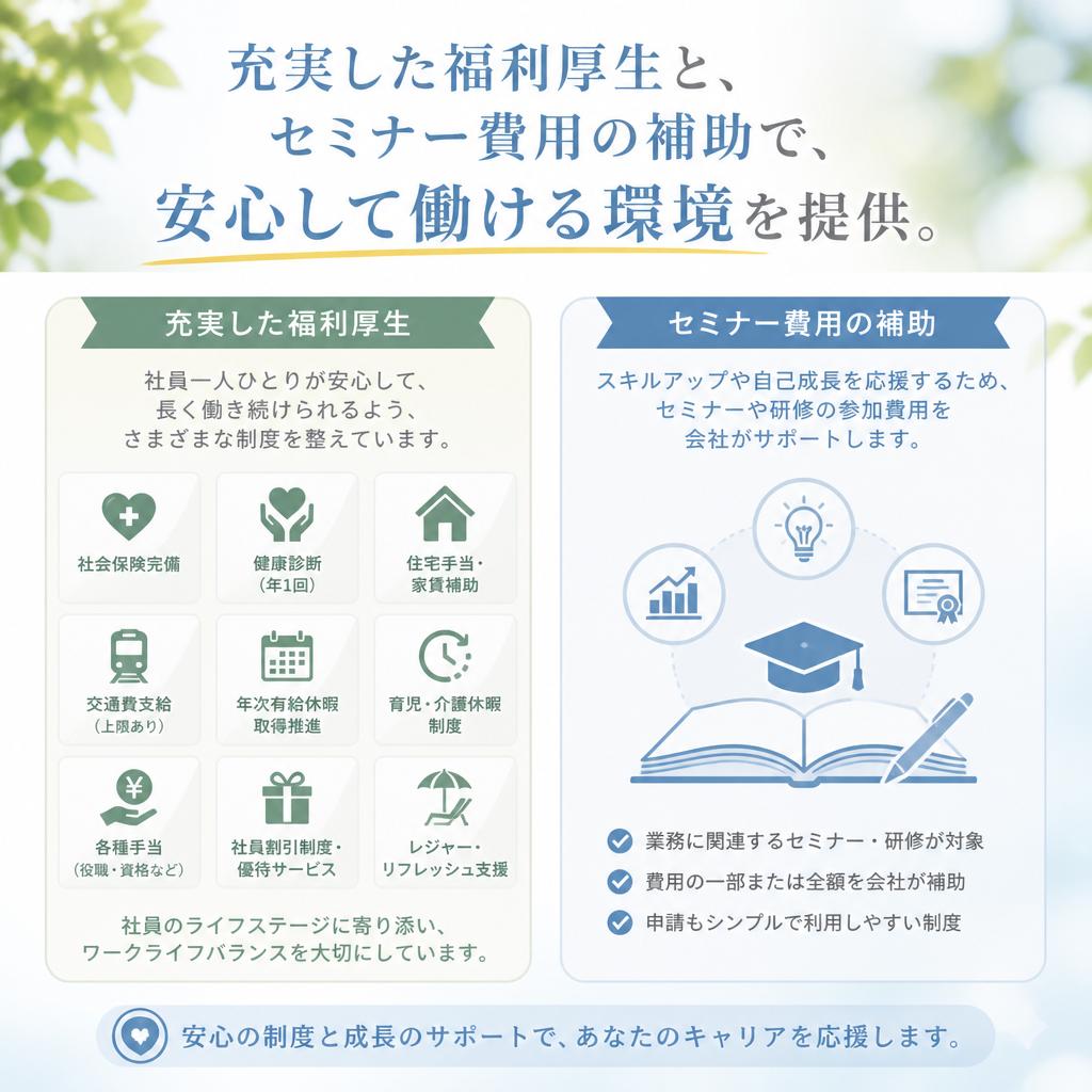 福利厚生とスキルアップ支援